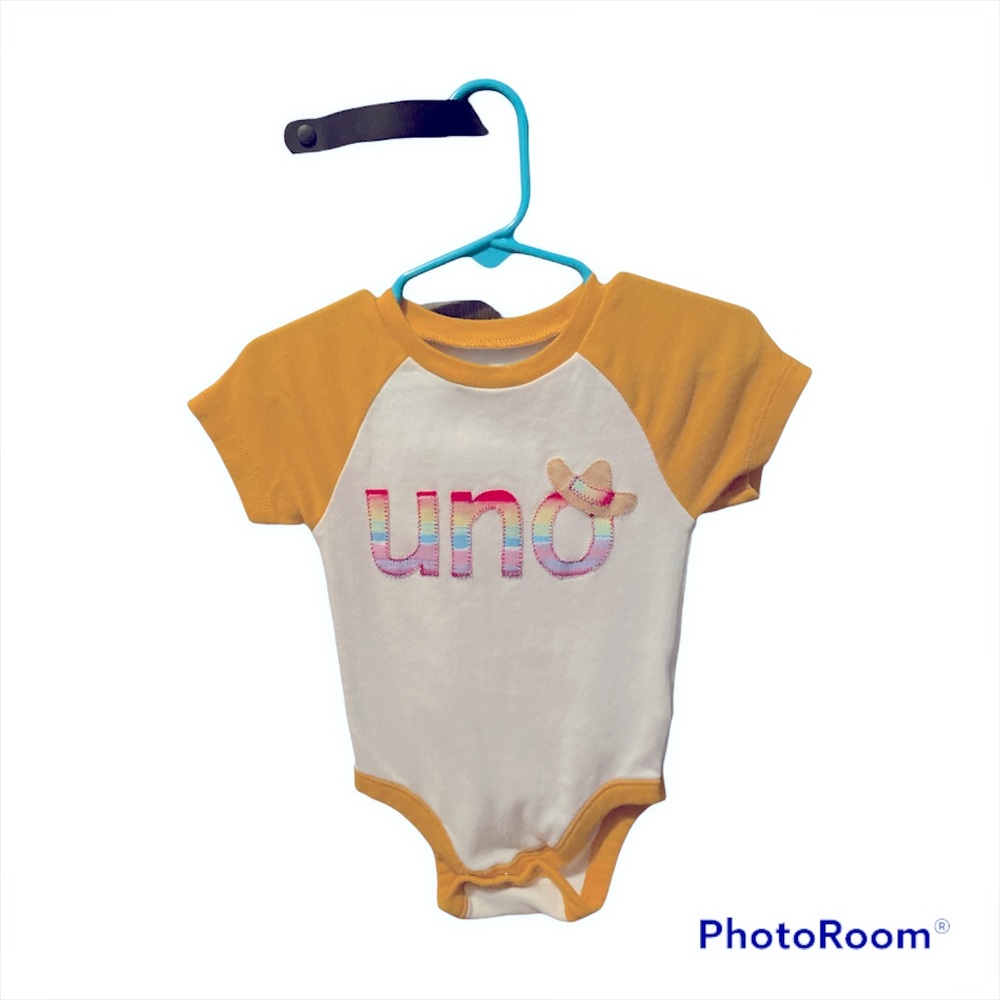 Custom appliqued UNO onesie